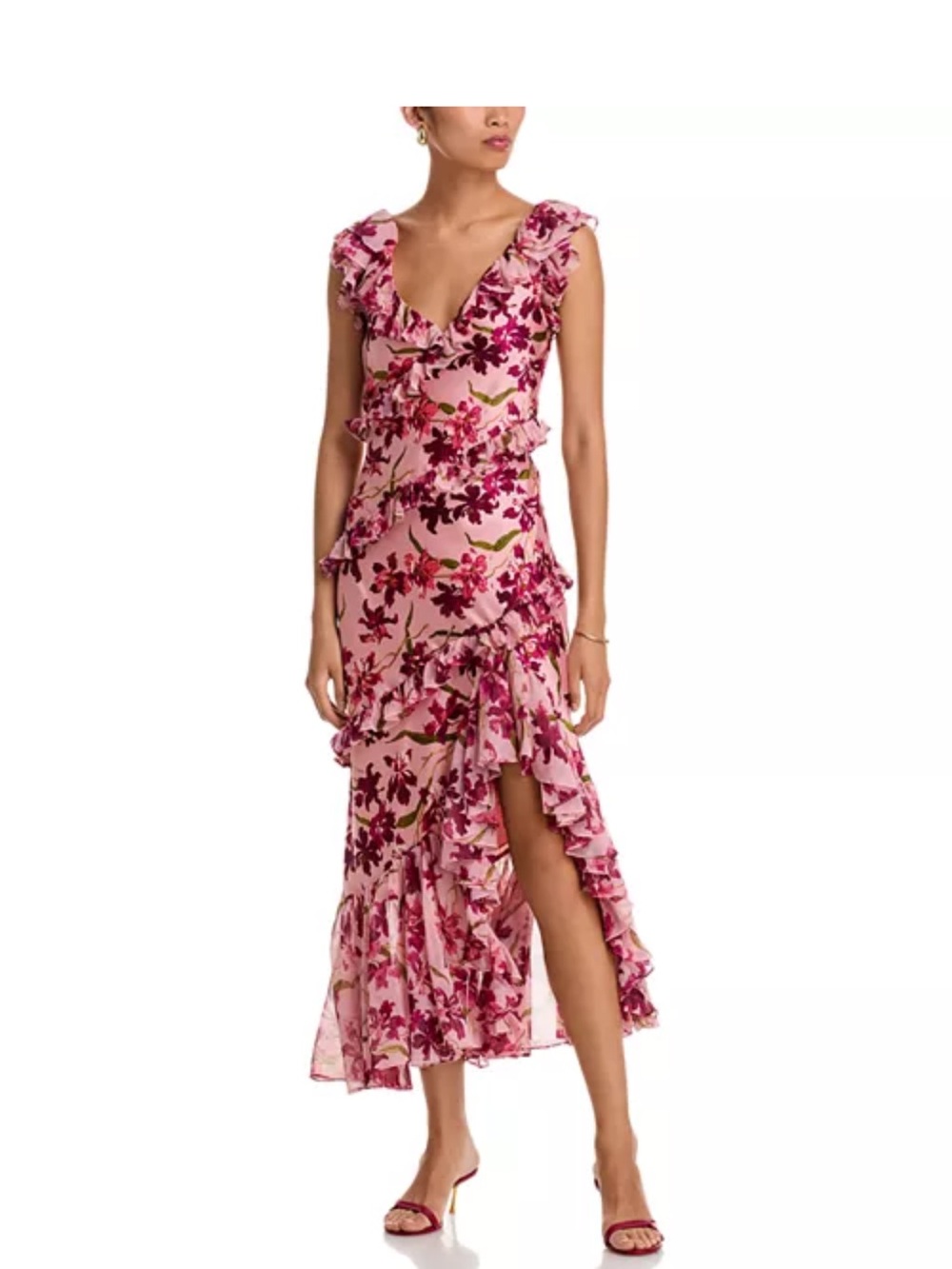Cinq à Sept Pink Floral Ruffle Dress